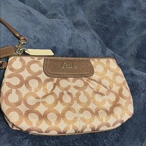 Coach Tan and Brown Signature Clutch